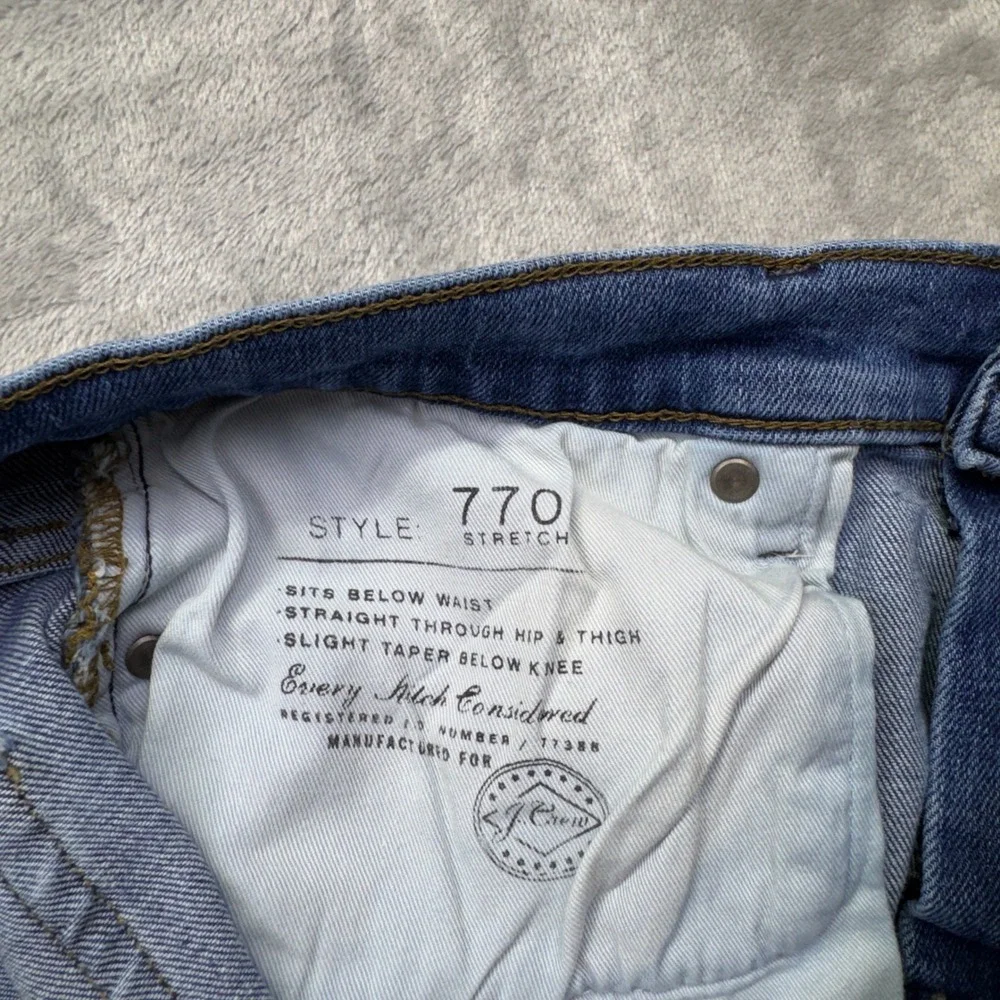 J. Crew Womens 770 Stretch Straight Leg Dark Wash Denim Jeans Sz 32 Grunge Retro